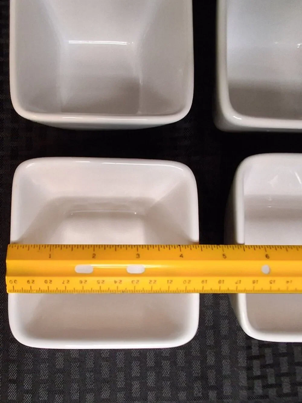 4 Pampered Chef Simple Additions Square White Sauce/Dessert Bowl 4.5in Discont.